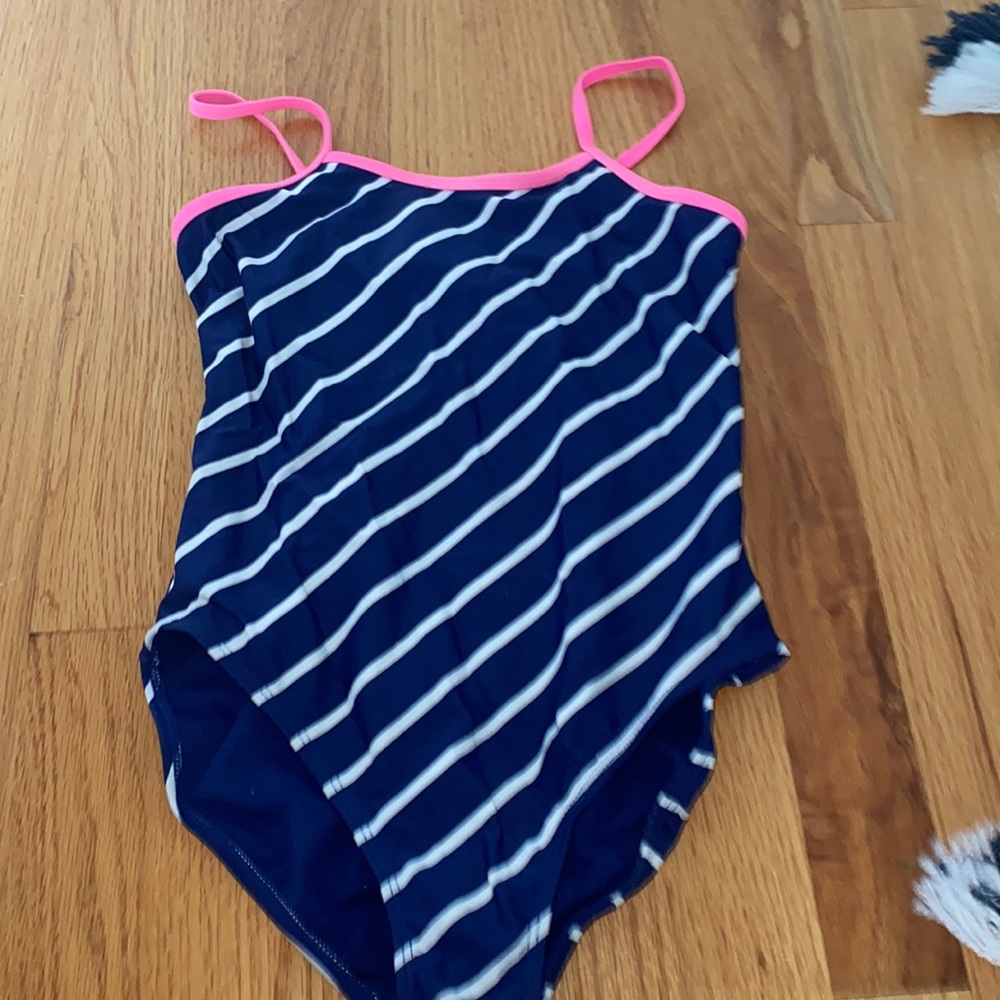 One piece, cute navy and white striped bikini